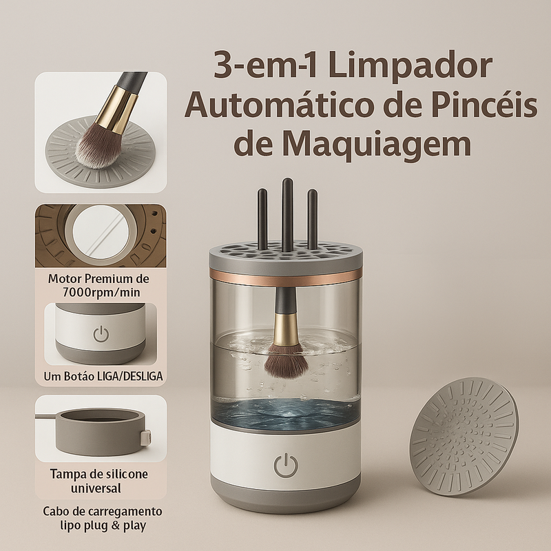 Limpador Automático de Pincéis de Maquilhagem
